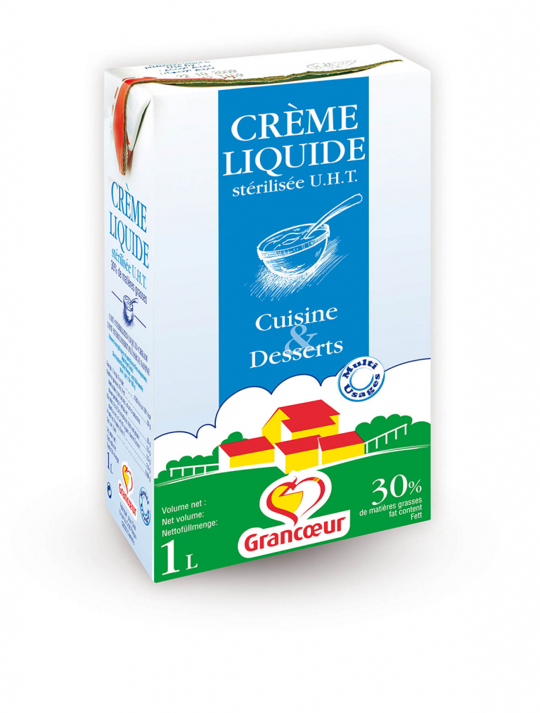 Crème liquide stérilisée U H T 30 Cuisine Desserts 1 litre Grancœur