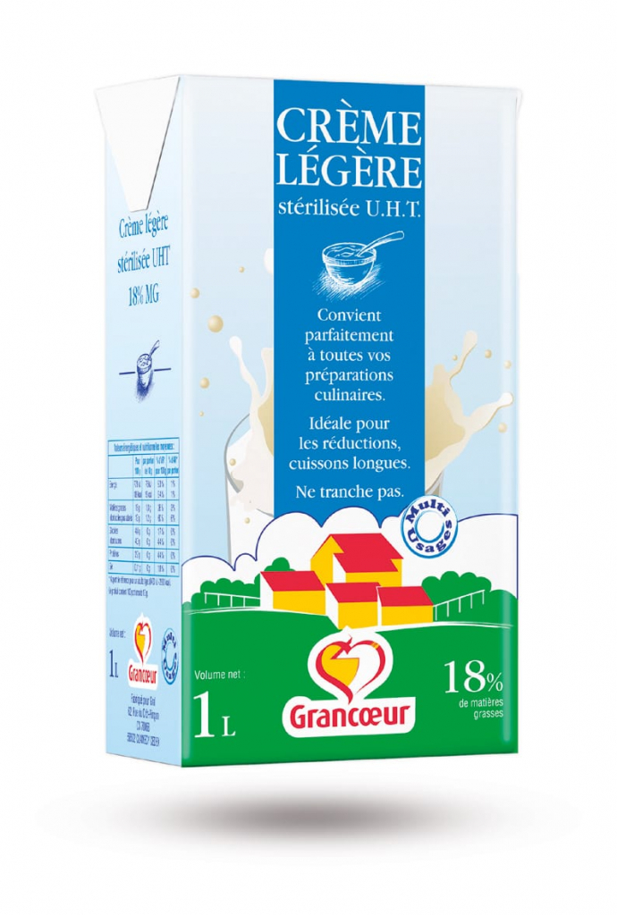 Crème légère stérilisée U.H.T. 18 % MG 1 litre Grancœur