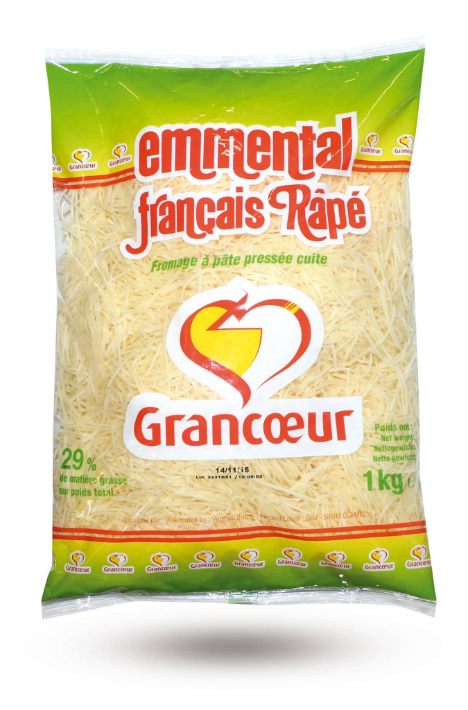 Emmental Français thermisé râpé 1 kg Grancoeur