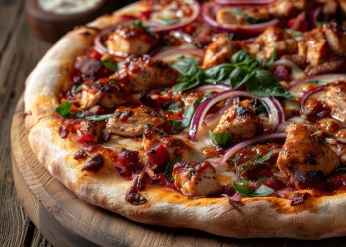 Pizza au poulet barbecue