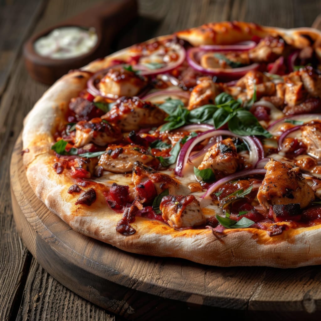 Pizza au poulet barbecue