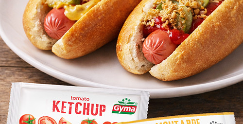 Hot-dog gourmand aux dosettes Ketchup ou Moutarde GYMA
